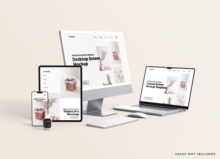 Apple苹果全套电脑手机平板设备Web UI设计场景贴图展