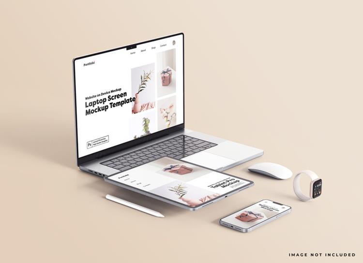 Apple苹果全套电脑手机平板设备Web UI设计场景贴图展