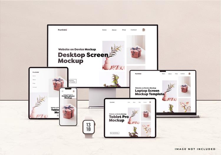 Apple苹果全套电脑手机平板设备Web UI设计场景贴图展