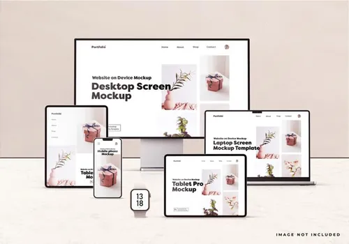 Apple苹果全套电脑手机平板设备Web UI设计场景贴图展