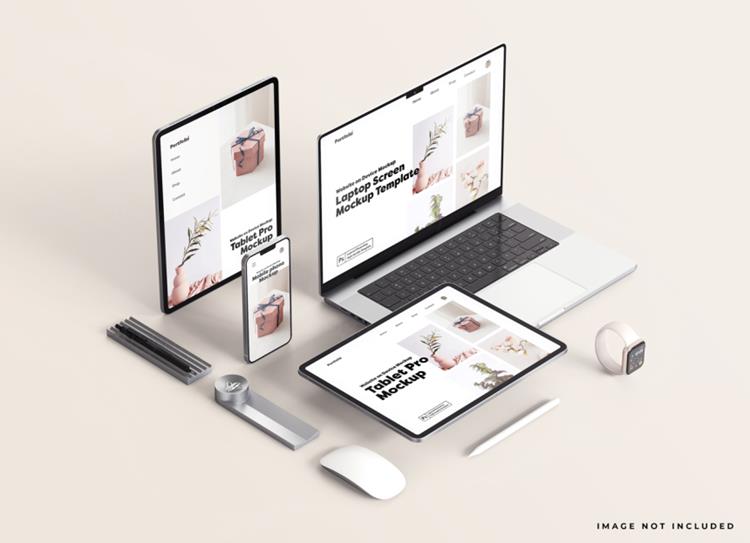 Apple苹果全套电脑手机平板设备Web UI设计场景贴图展