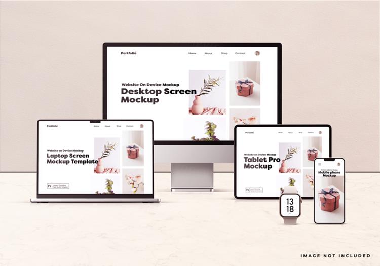 Apple苹果全套电脑手机平板设备Web UI设计场景贴图展