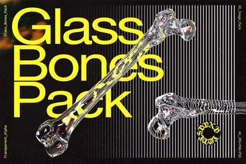 新潮流酸性艺术3D立体透明玻璃骷髅人体骨骼设计装饰元素 Gl