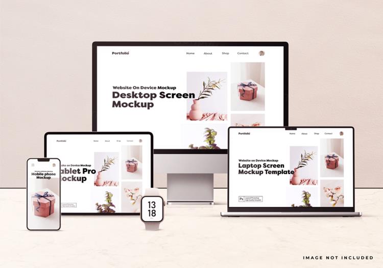 Apple苹果全套电脑手机平板设备Web UI设计场景贴图展