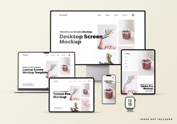 Apple苹果全套电脑手机平板设备Web UI设计场景贴图展