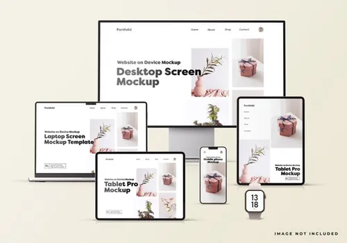 Apple苹果全套电脑手机平板设备Web UI设计场景贴图展