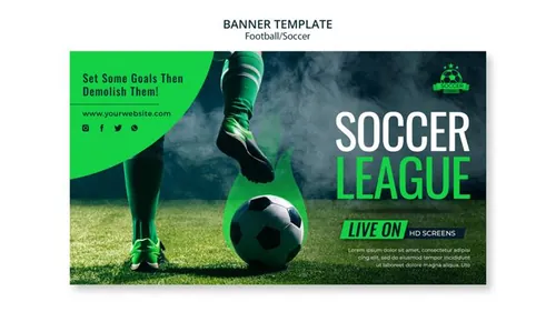 绿色足球体育竞技私人教练运动健康宣传PSD海报模板素材