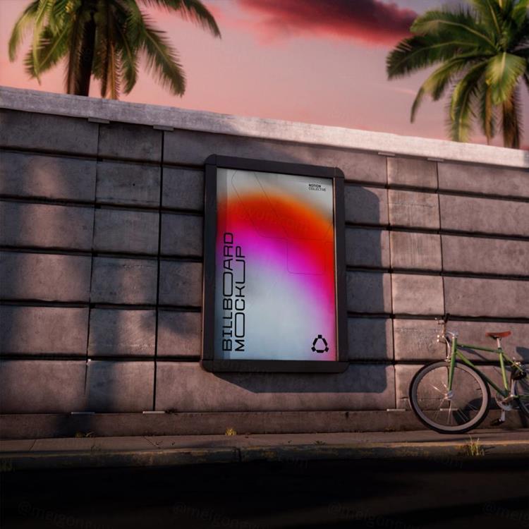 高端定制级街头灯箱广告牌宣传海报广告设计贴图展示样机模板 B