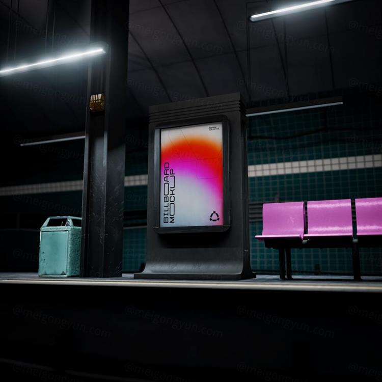 高端定制级街头灯箱广告牌宣传海报广告设计贴图展示样机模板 B