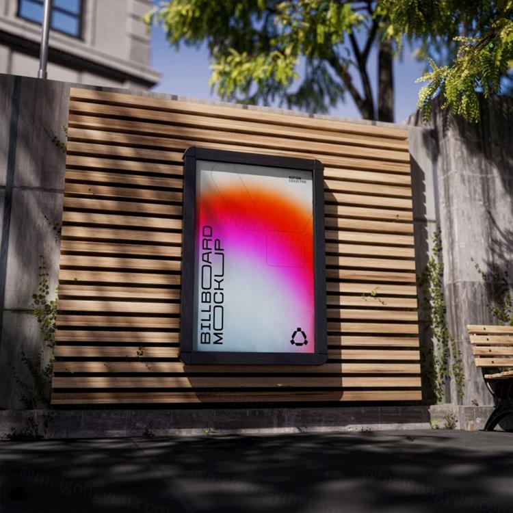 高端定制级街头灯箱广告牌宣传海报广告设计贴图展示样机模板 B