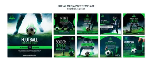 绿色足球体育竞技私人教练运动健康宣传PSD海报模板素材