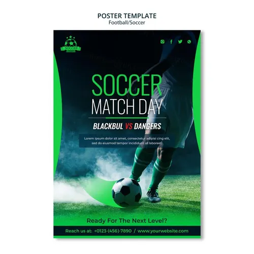 绿色足球体育竞技私人教练运动健康宣传PSD海报模板素材