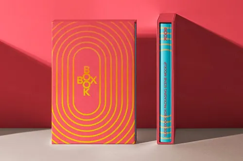 精装书籍封面书脊设计贴图展示样机模板 Slide Packa