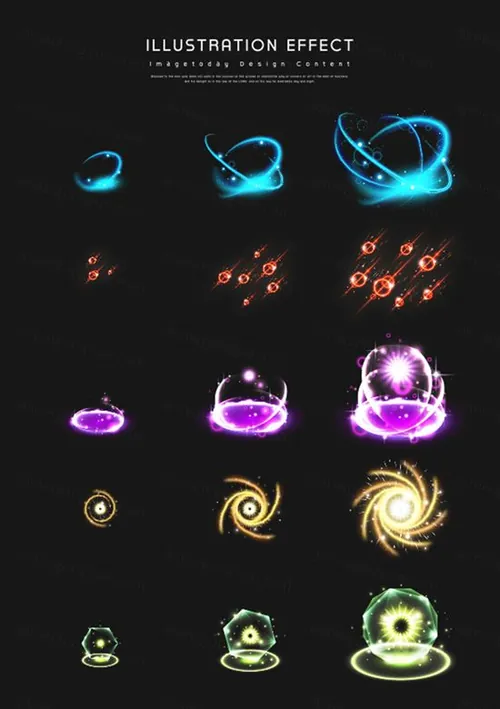 游戏特效传送闪电技能光圈爆炸技能打击感光效元素AI矢量素材