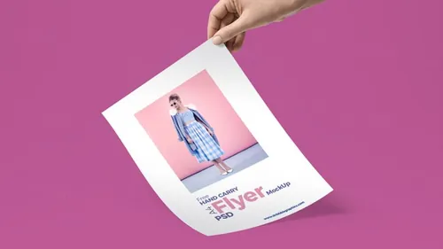 手拿A4纸海报贴图样机PSD模板Hand Carry A4 Flyer MockUp PSD