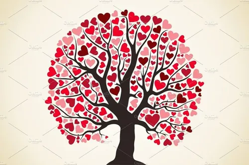 爱心组成的树形状矢量插图Love tree4