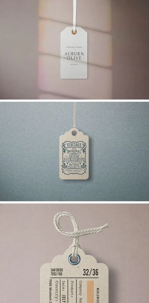服装标签标签模板 清爽 极简 素雅 Garment Label Tag Mockups