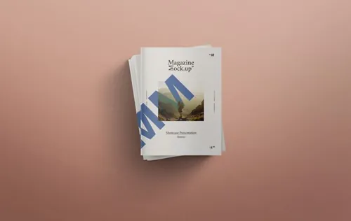 A4纸书籍模型PSD贴图模板Psd Magazine Mockup