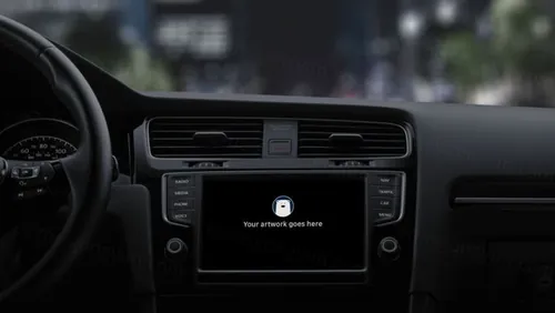汽车导航模型PSD贴图模板Carplay Wide Mockup PSD
