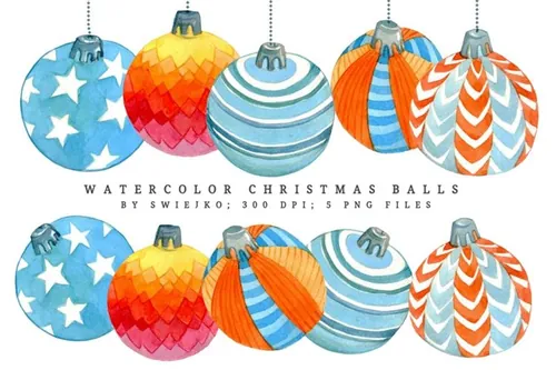 水彩圣诞球设计素材 elements-watercolor-christmas-balls-ii-DT6AB3-2018-10-23