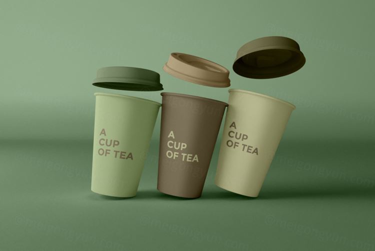 简洁干净的一次性咖啡杯子饮料杯包装设计提案样机PSD模板 coffee cups mockup