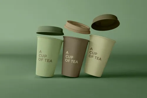 简洁干净的一次性咖啡杯子饮料杯包装设计提案样机PSD模板 coffee cups mockup