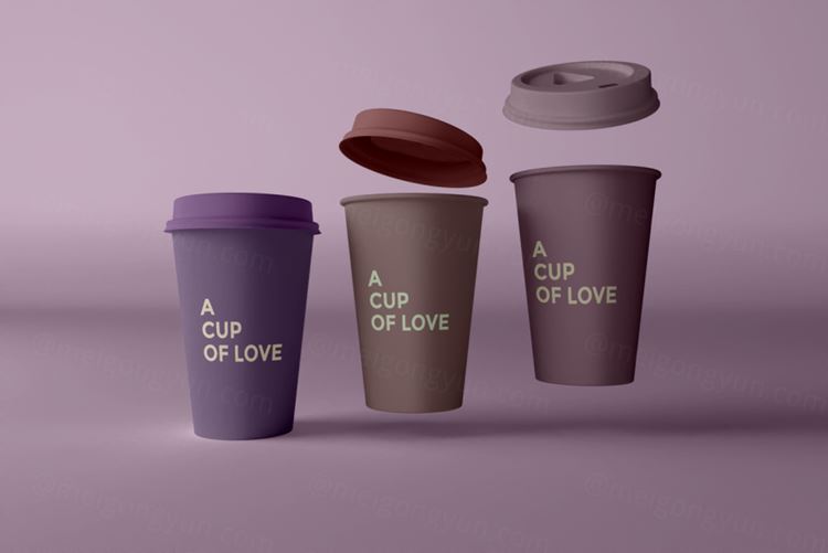 简洁干净的一次性咖啡杯子饮料杯包装设计提案样机PSD模板 coffee cups mockup