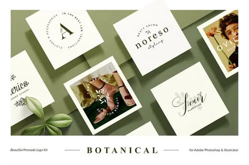 女性品牌植物花卉元素LOGO合集包 Botanical Logo Kit