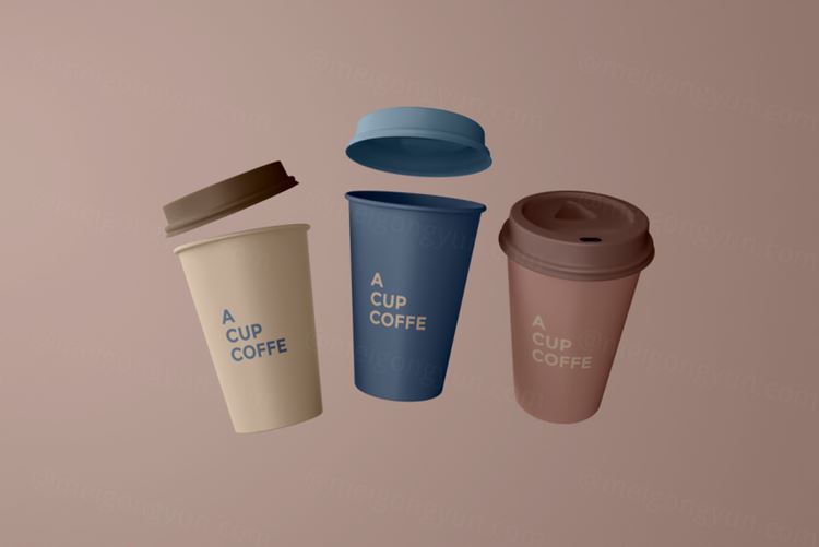 简洁干净的一次性咖啡杯子饮料杯包装设计提案样机PSD模板 coffee cups mockup