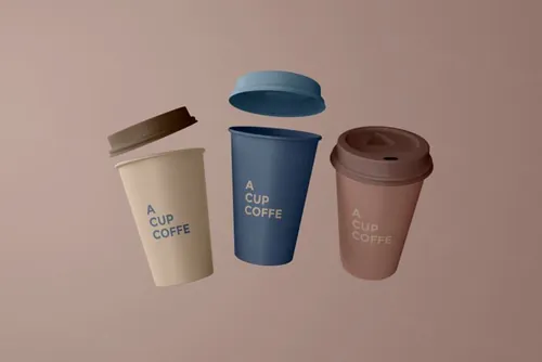 简洁干净的一次性咖啡杯子饮料杯包装设计提案样机PSD模板 coffee cups mockup