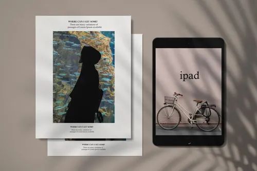 带阴影模拟的iPad样机模板品牌VI提案必备 Stationery Branding Mockup