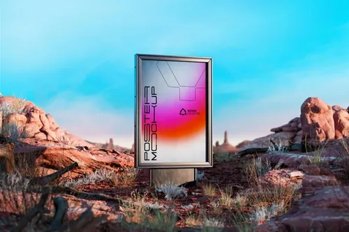 自然美学户外灯箱广告牌宣传海报广告设计贴图展示样机模板 Na