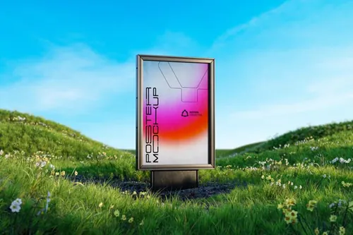 自然美学户外灯箱广告牌宣传海报广告设计贴图展示样机模板 Na