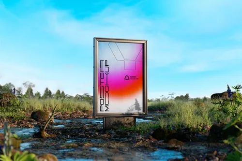 自然美学户外灯箱广告牌宣传海报广告设计贴图展示样机模板 Na