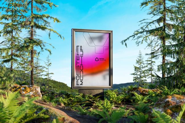 自然美学户外灯箱广告牌宣传海报广告设计贴图展示样机模板 Na
