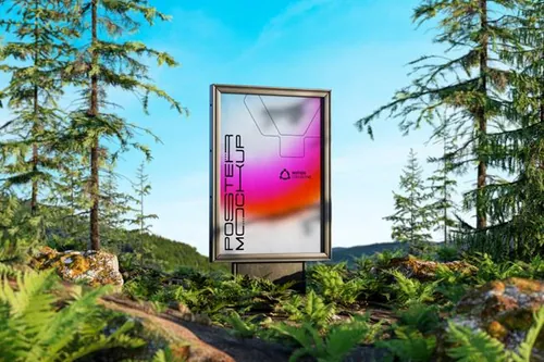 自然美学户外灯箱广告牌宣传海报广告设计贴图展示样机模板 Na