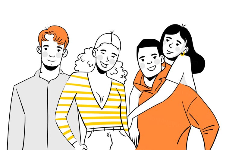 手绘各种各样不同人群人物插画EPS矢量素材