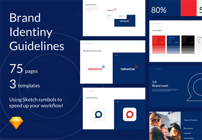 蓝色访谈品牌VI和风格指南 Talkative Brand Book  Style Guide