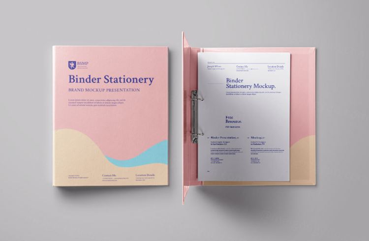 活页文件夹模型PSD贴图模板Psd Ring Binder Folder Mockup
