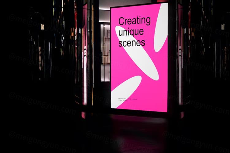 夜店酒吧KTV灯箱广告牌宣传海报广告设计贴图展示样机模板 L