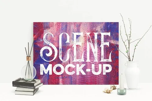 海报贴图PSD模板Front View Scene Mockup
