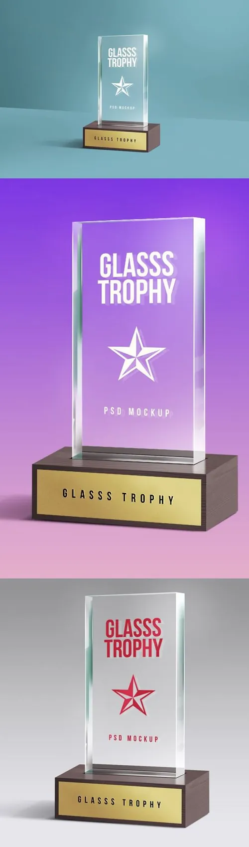 Glass Trophy PSD Mockup 玻璃亚克力奖杯贴图模型素材
