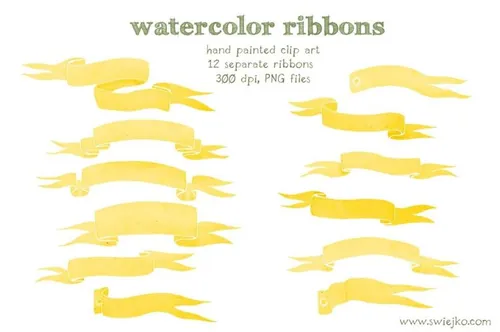 手绘水彩标题框设计素材Watercolor Ribbons Clip Art