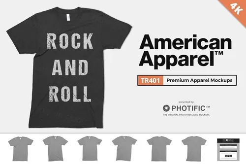 美式T恤4K高清服饰贴图展示样机模版 American Apparel TR401 Mockups