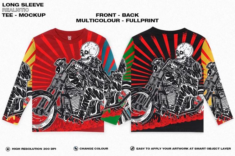 街头潮牌服饰长袖T恤品牌设计提案展示样机模板 LONG SL