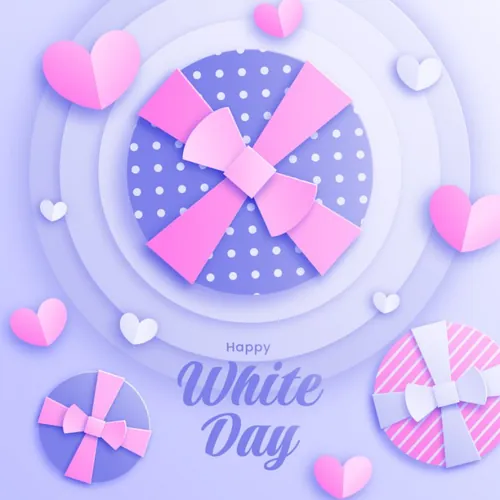 剪纸风粉嫩520白色情人节设计模板矢量素材 Paper style white day vertical