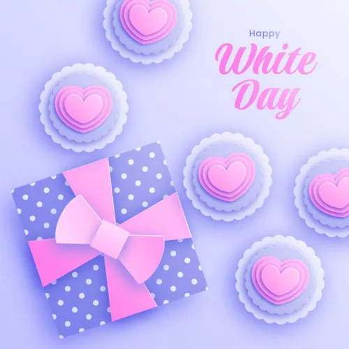 剪纸风粉嫩520白色情人节设计模板矢量素材 Paper style white day vertical