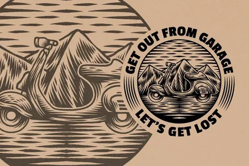 复古摩托车电动车矢量LOGO插画素材 Vintage vespa design illustration
