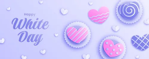 剪纸风粉嫩520白色情人节设计模板矢量素材 Paper style white day vertical