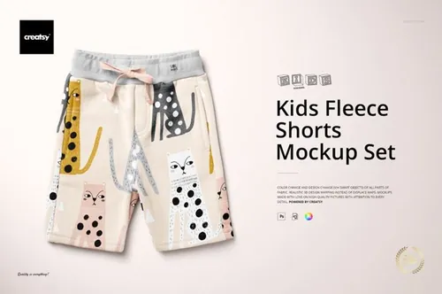 儿童抓绒短裤母婴品牌设计提案样机模板 Kids Fleece